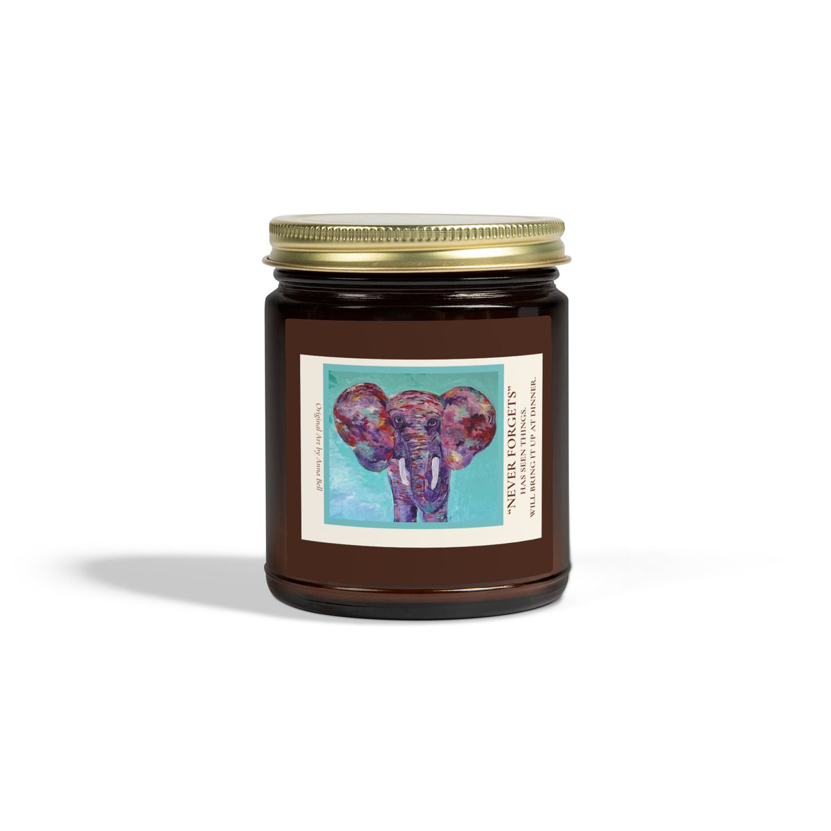 Coconut Apricot Soy Candle — 'Never Forgots' Elephant Scented Jar (4oz/9oz)