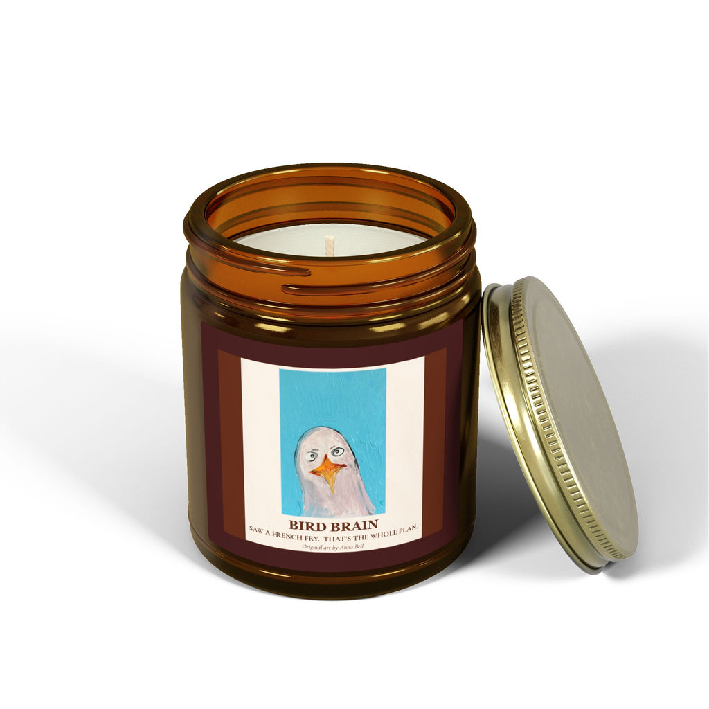 Coconut Apricot Scented Candle (4oz/9oz) — 'Bird Brain' Jar Candle