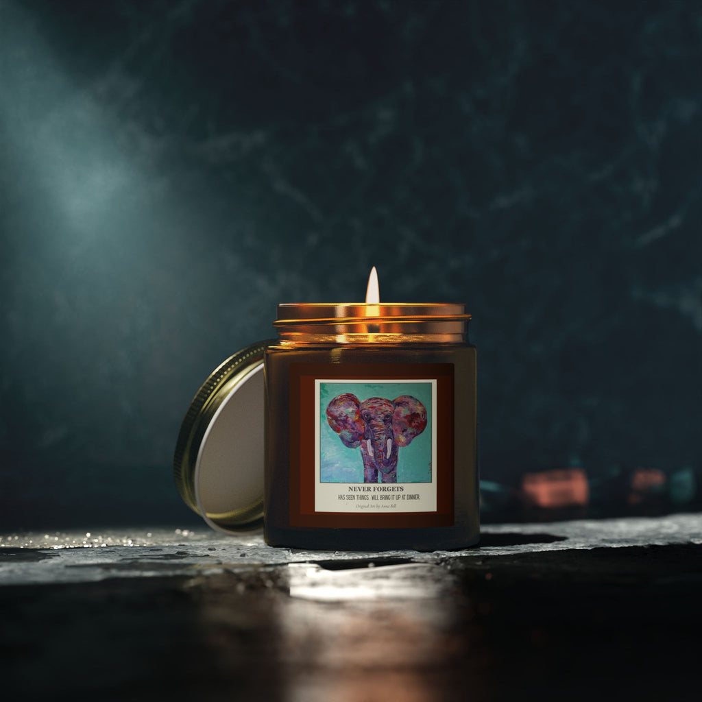 Coconut Apricot Soy Candle — 'Never Forgots' Elephant Scented Jar (4oz/9oz)