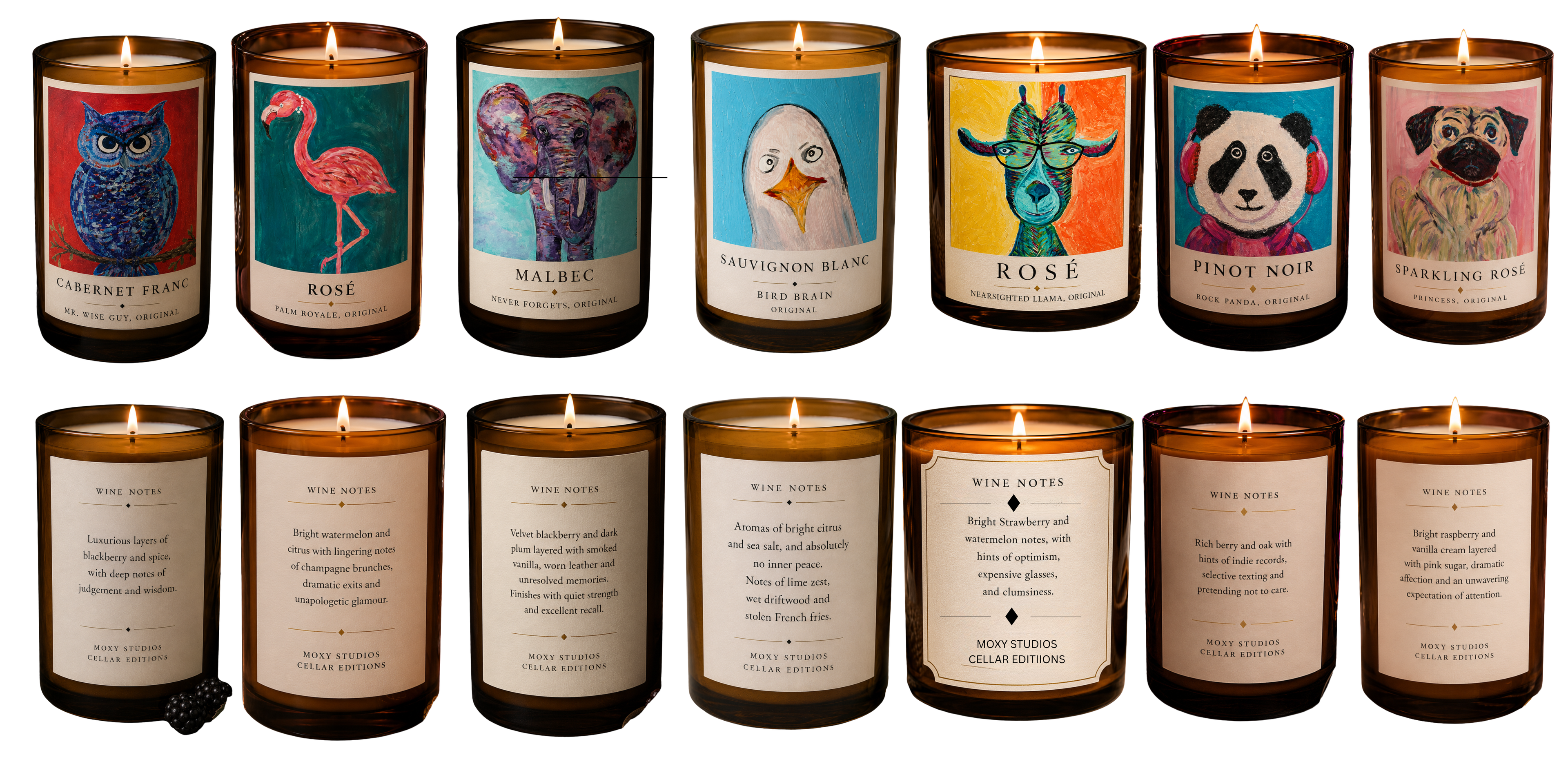 Original Art Candles from the Moxy Studios Cellar Collection