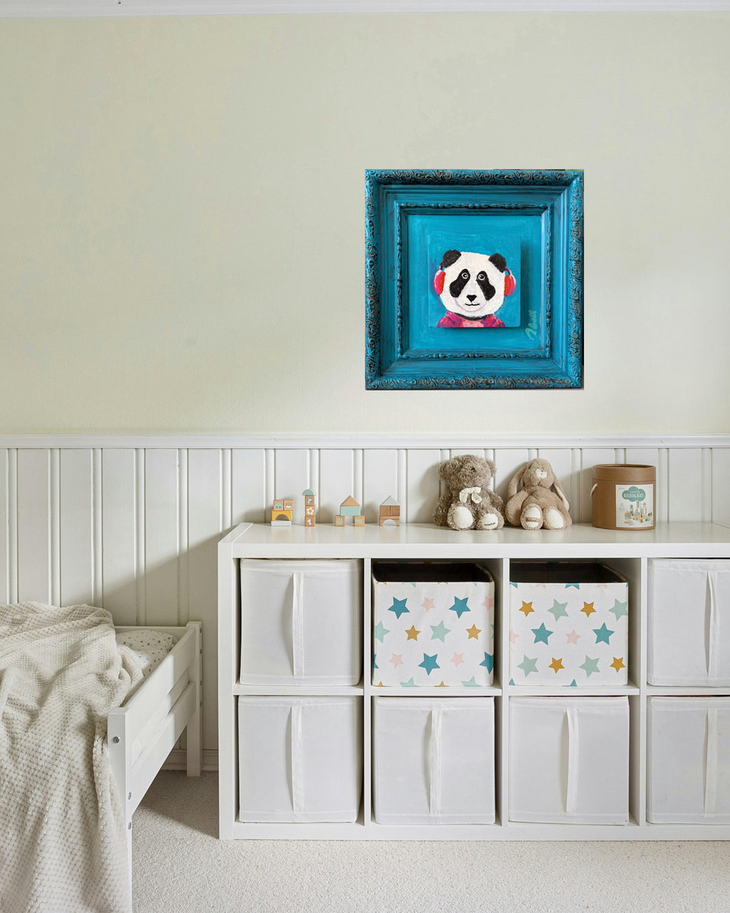 "Rock Panda": Bold Colorful Upcycled Original Art of Panda