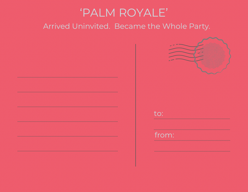 Original Art Postcard - Palm Royale Flamingo Pink Art