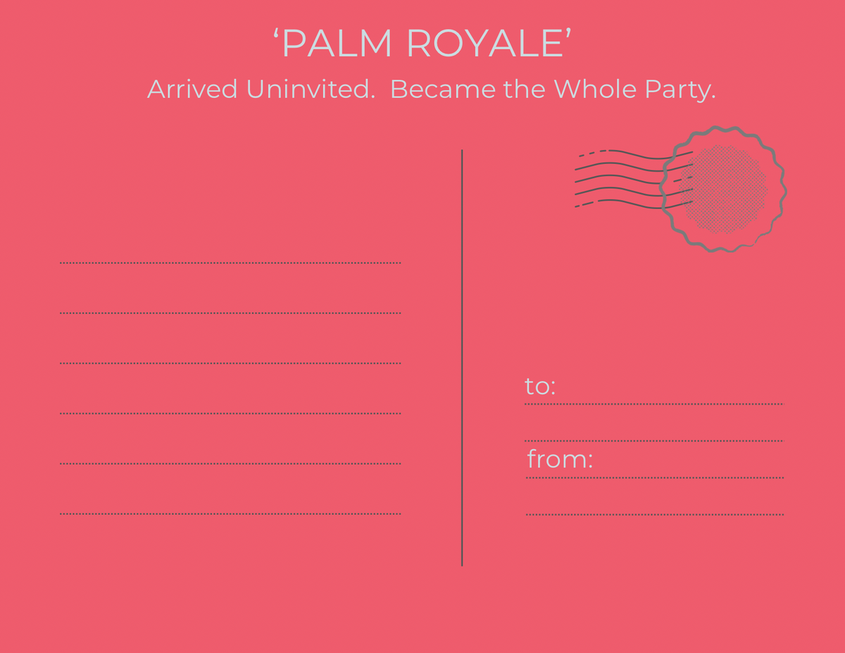 Original Art Postcard - Palm Royale Flamingo Pink Art
