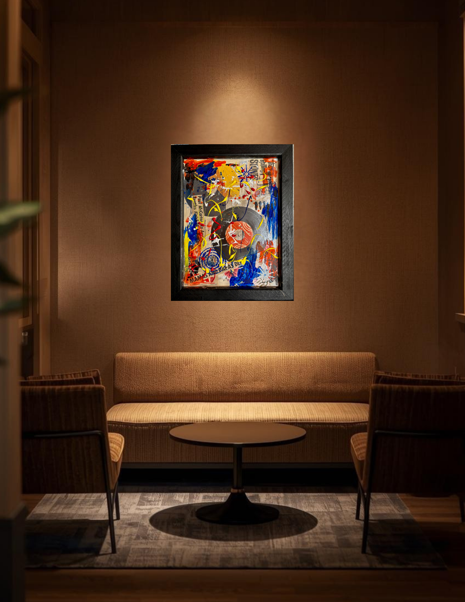 "Vinyl Revival": Bold Colorful Upcycled Original Art