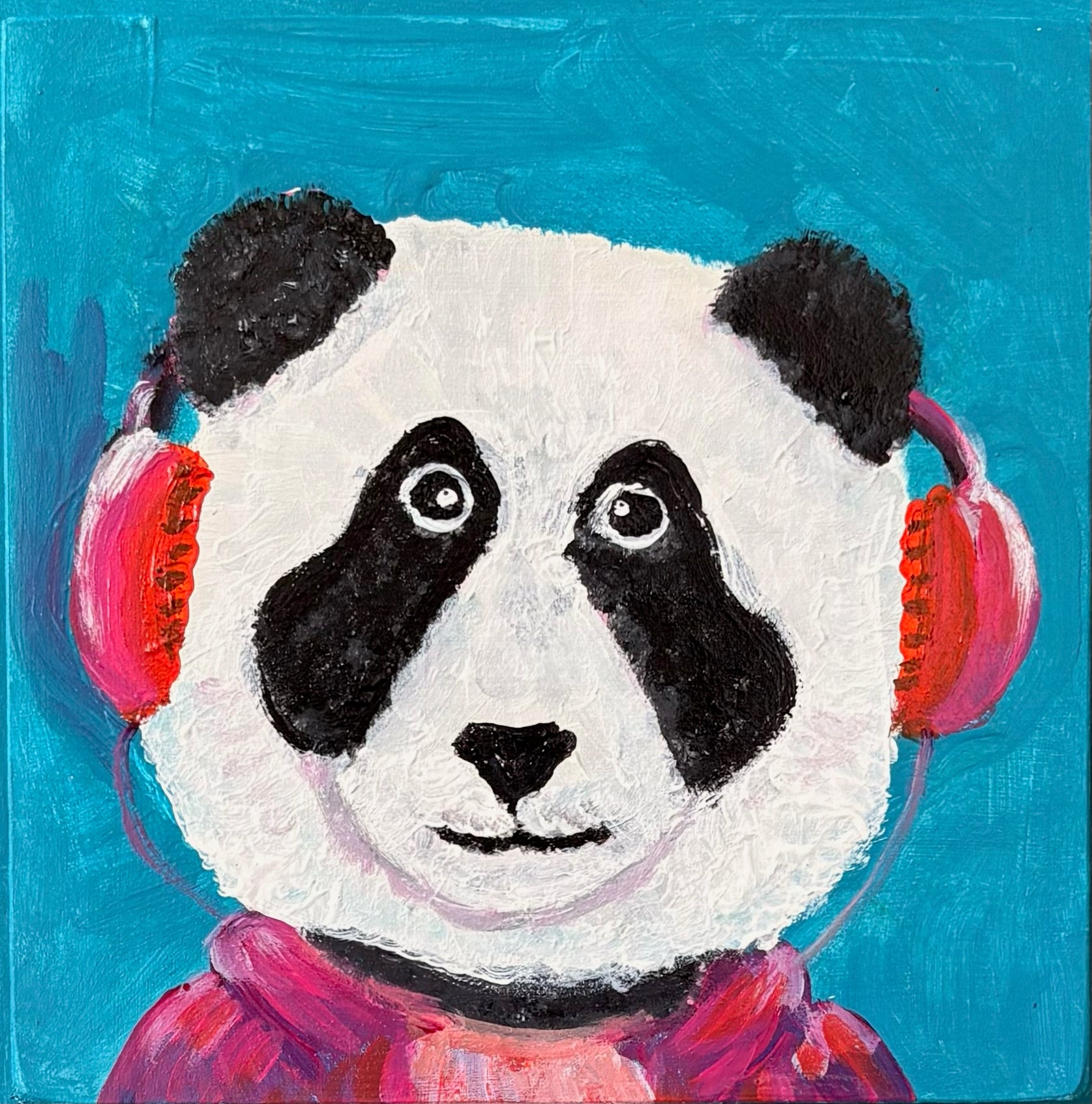 Rock Panda — Upcycled Thrift Store Frame with Panda Original Art