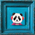 "Rock Panda": Bold Colorful Upcycled Original Art of Panda