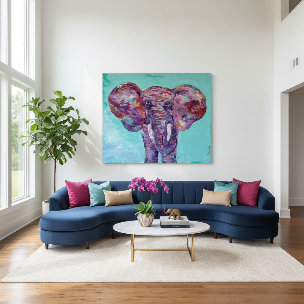 Never Forgets (Large Elephant Original Art on Canvas)