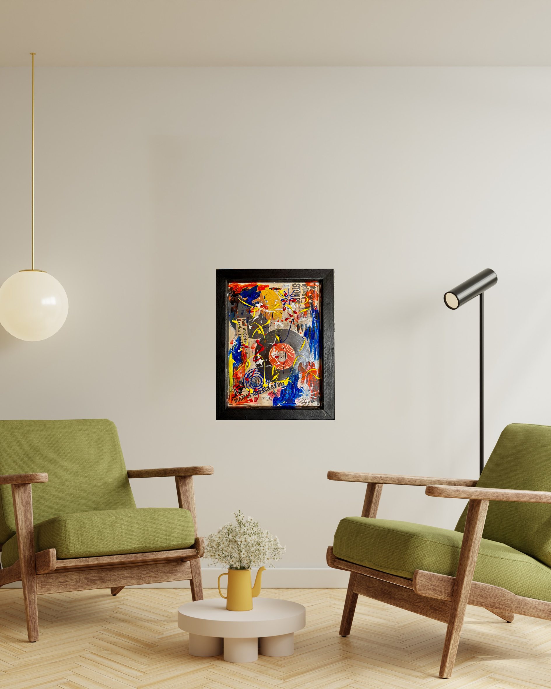 "Vinyl Revival": Bold Colorful Upcycled Original Art